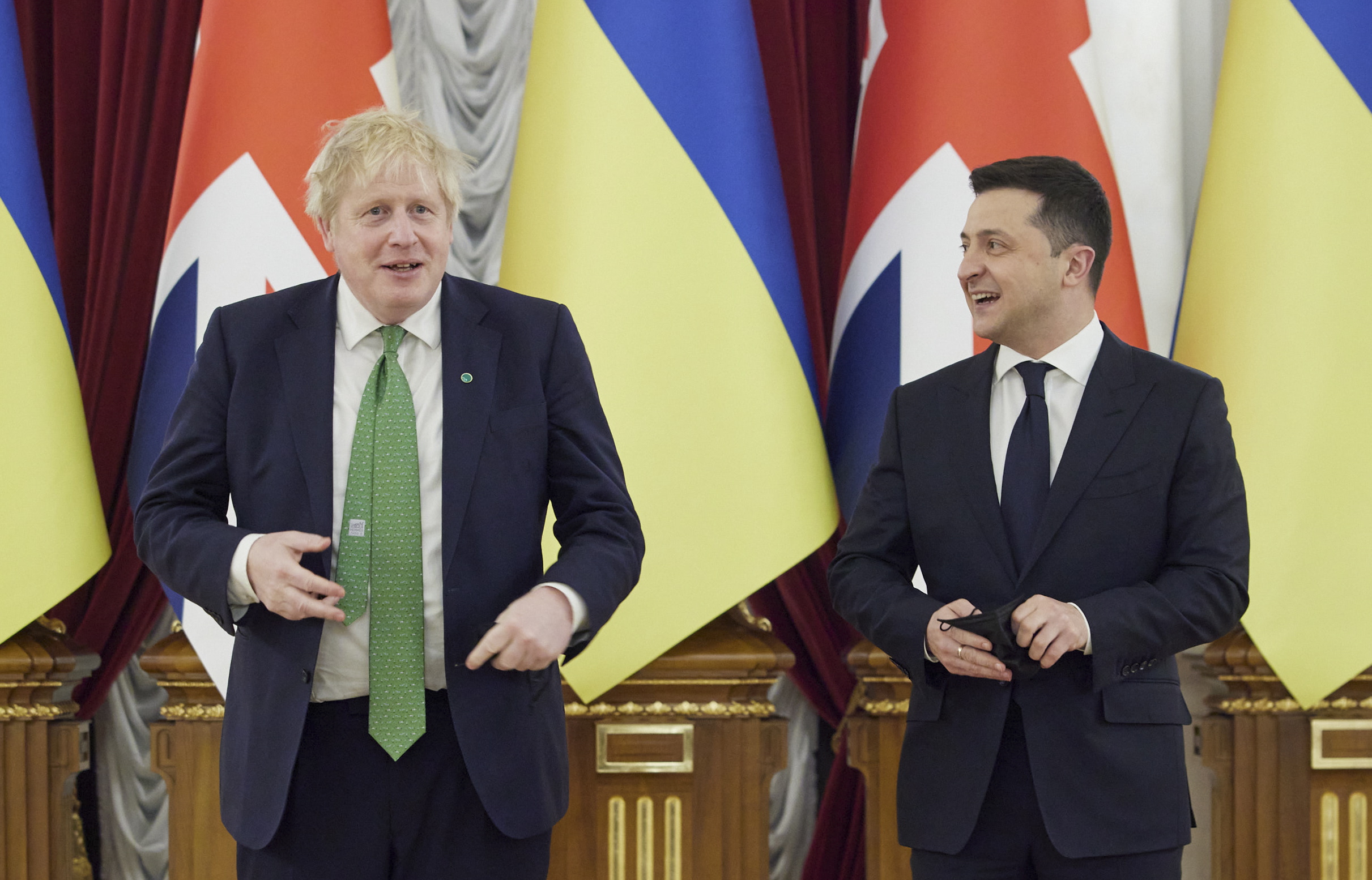 Премьер-министр Великобритании Борис Джонсон и президент Украины Владимир Зеленский. Фото EPA/PRESIDENTIAL PRESS SERVICE/Scanpix/Leta
