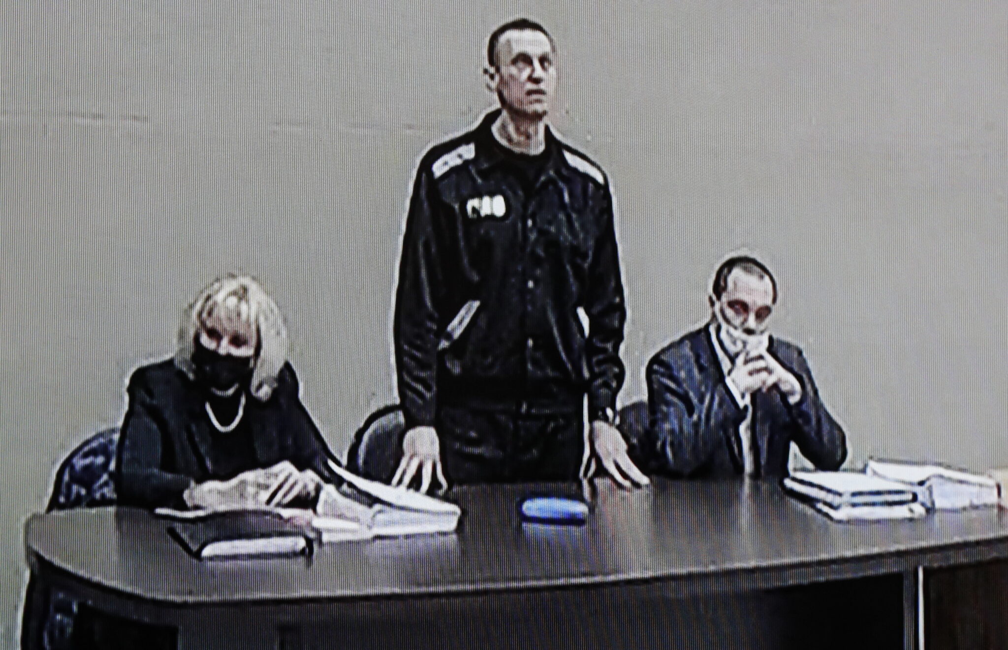 Алексей Навальный на судебном заседании в покровской колонии ИК-2. Фото YURI KOCHETKOV/EPA/Scanpix/Leta