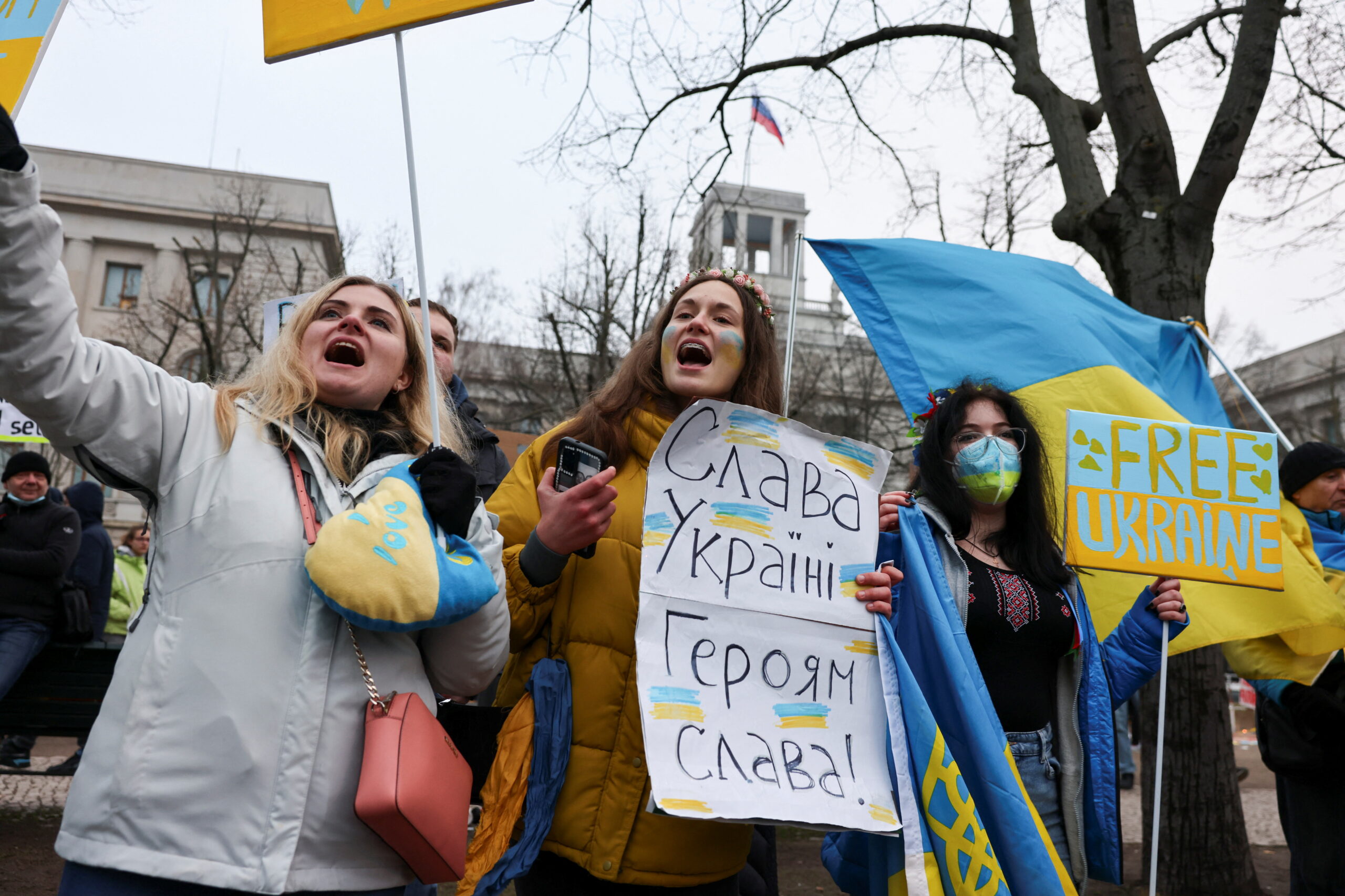 Демонстрация против вторжения России в Украину. Берлин. 27 февраля 2022 года. Фото Christian Mang/REUTERS/Scanpix/LETA