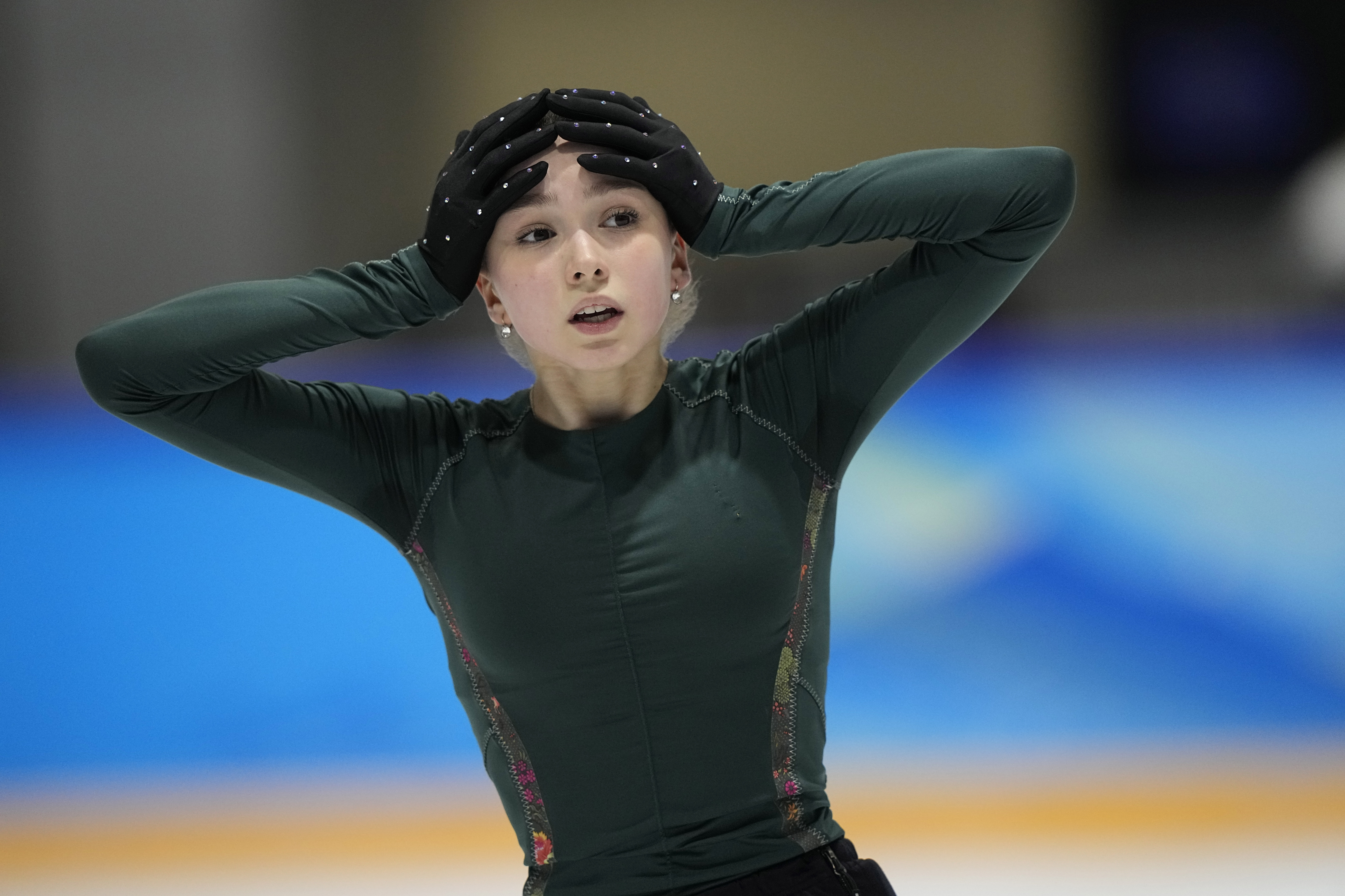 Камила Валиева на тренировке. 13 февраля 2022 года. Пекин.
Фото David J. Phillip/AP/Scanpix /Leta