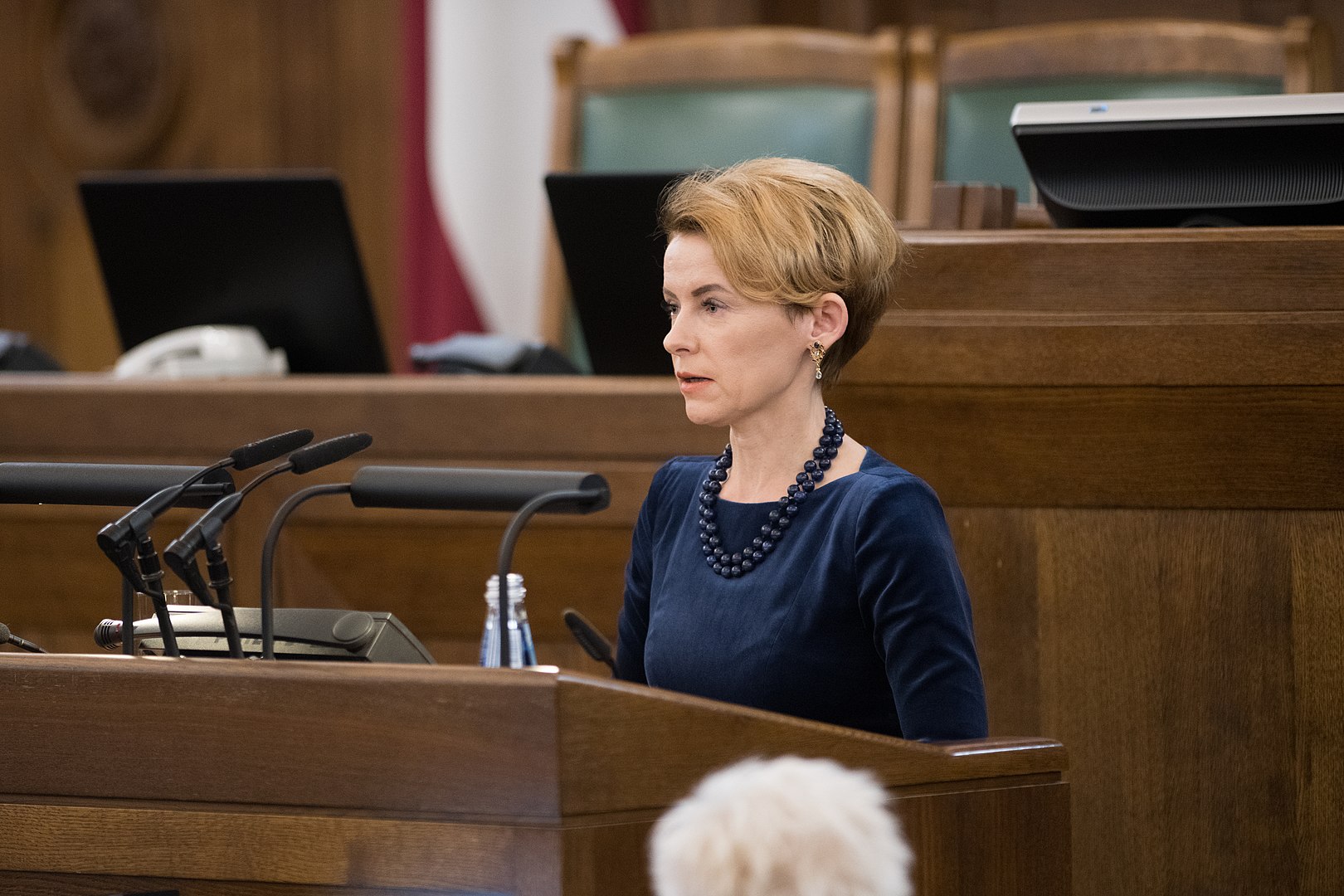 Мария Голубева в сейме в 2018 году. Фото Saeima - 13.Saeimas deputātu svinīgais solījums / Википедия / CC BY-SA 2.0.