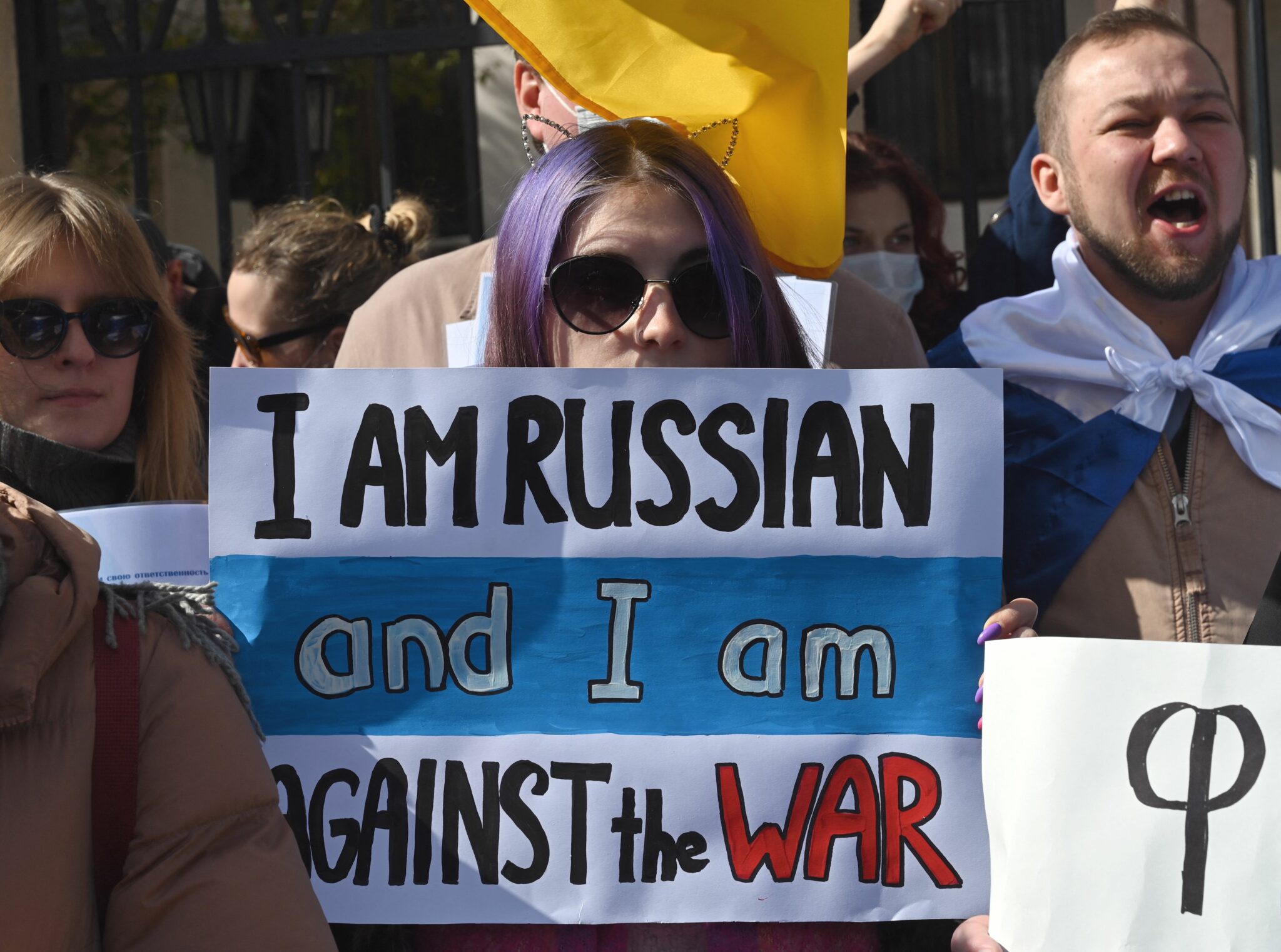 Акция протеста против войны в Украине. Тбилиси. 12 марта 2022 года. Фото Vano SHLAMOV/AFP/Scanpix/Leta