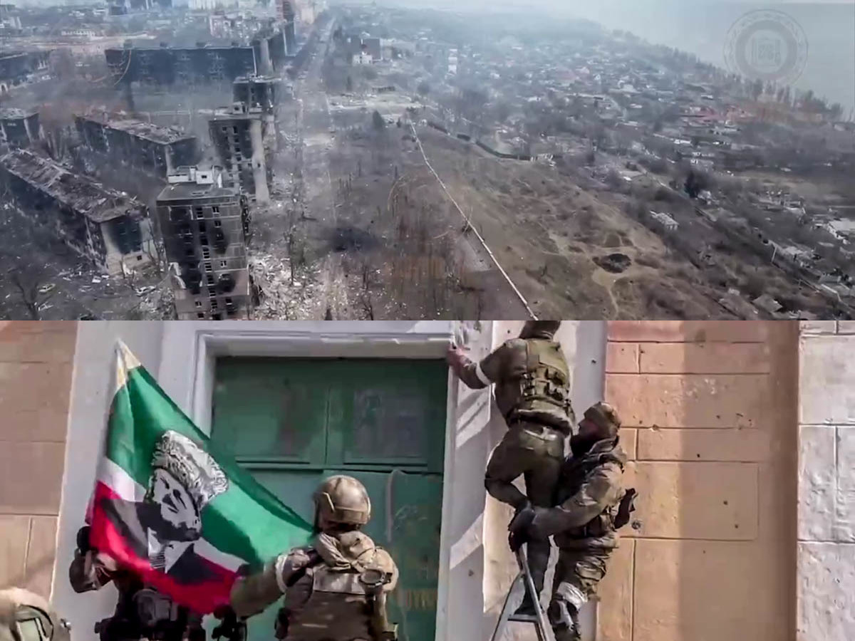Мариуполь и чеченские силовики. Скриншот видео из телеграма Рамзана Кадырова.