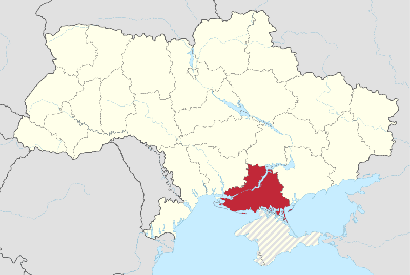 Территория Херсонской области (выделена красным) на карте Украины. Фото Wikipedia.org CC BY-SA 3.0.