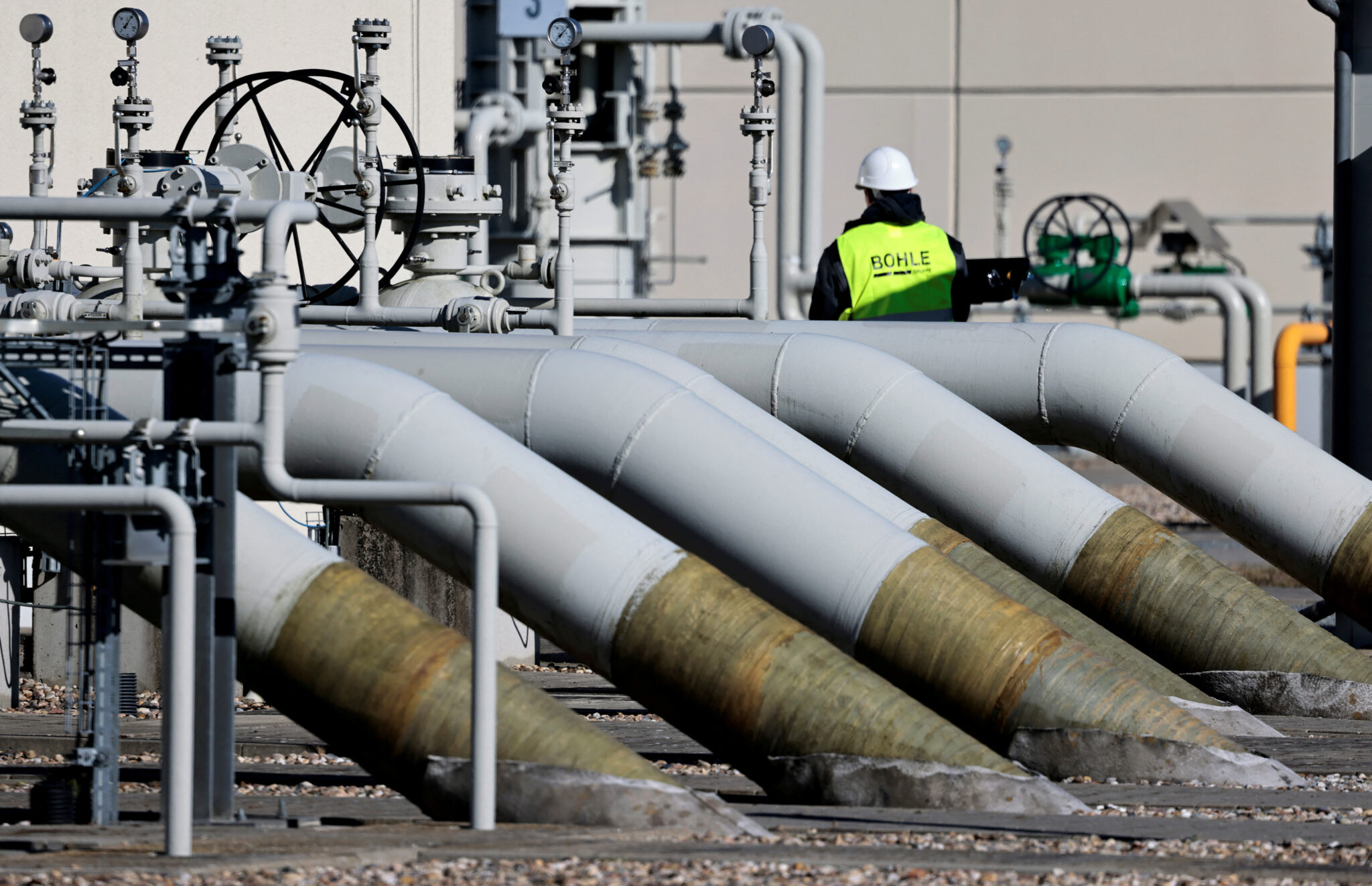 Трубы на участках берегового примыкания газопровода «Северный поток-1» в Любмине, Германия. Фото REUTERS/Hannibal Hanschke/Scanpix/LETA 