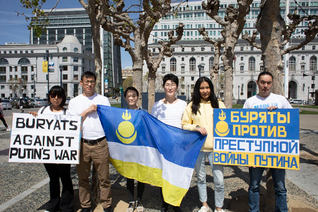 Акция бурятских активистов против войны в Украине в Сан-Франциско. Фото Mariya Vyushkova/Facebook