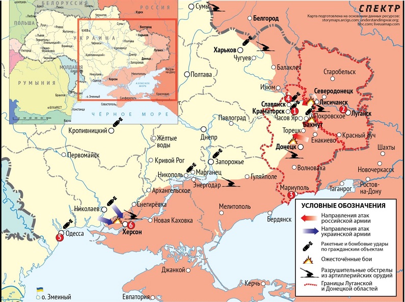 Карта российского вторжения в Украину - 19-25 июля 2022 года. 