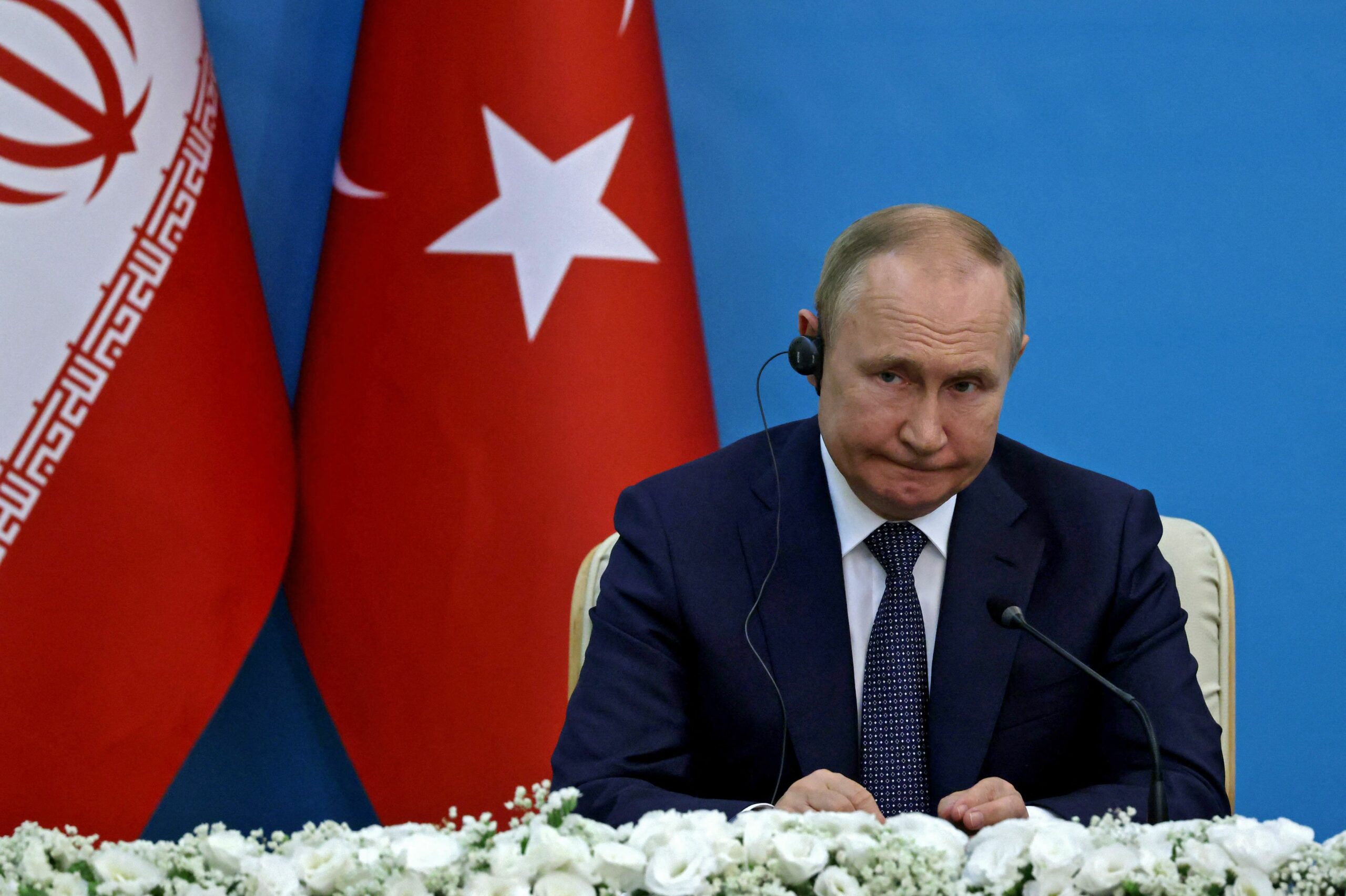 Президент России Владимир Путин на пресс-конференции в Тегеране. 19 июля 2022 года. Фото ATTA KENARE/AFP/Scanpix/LETA