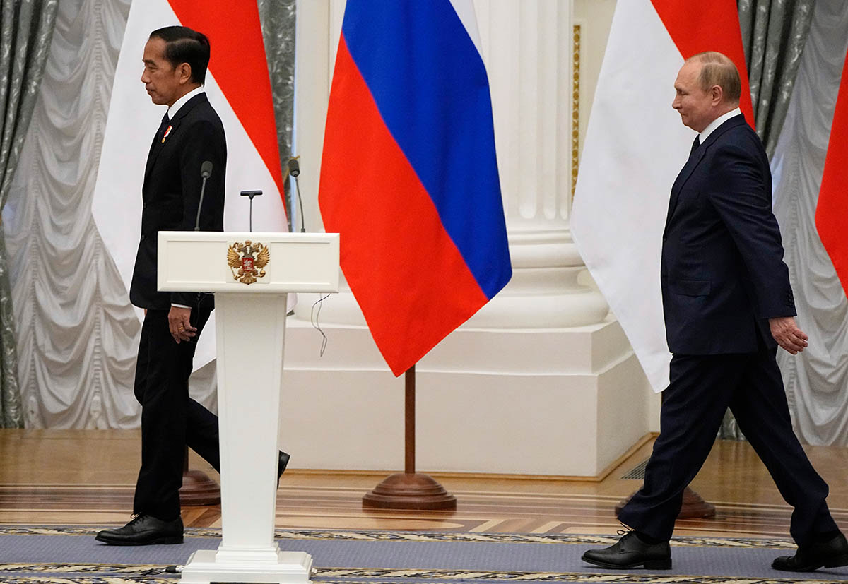 Президент Индонезии Джоко Видодо и Президент РФ Владимир Путин. Фото Alexander Zemlianichenko/AP/Scanpix/Leta