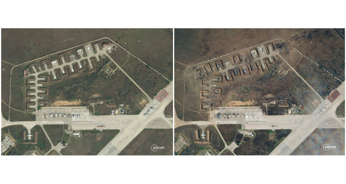Спутниковые снимки авиабазы Саки. Фото Planet Labs PBC/AP/Scanpix/Leta