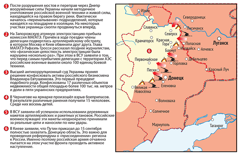Карта значимых событий войны на Донецко-Луганском участке фронта 29 августа - 4 сентября