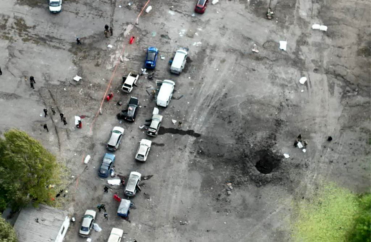 Последствия ракетного удара по гуманитарной колонне под Запорожьем. 30 сентября 2022 года. Фото Украина Сейчас/Telegram
