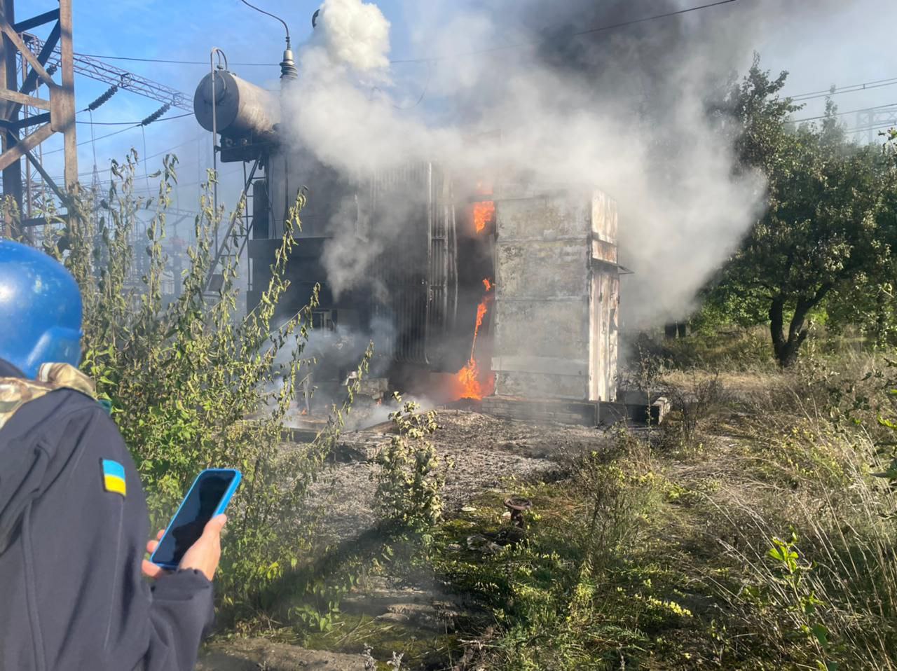 Пожар на Славянской ТЭС, 17 сентября 2022 года. Фото Telegram-канал администрации Донецкой области 