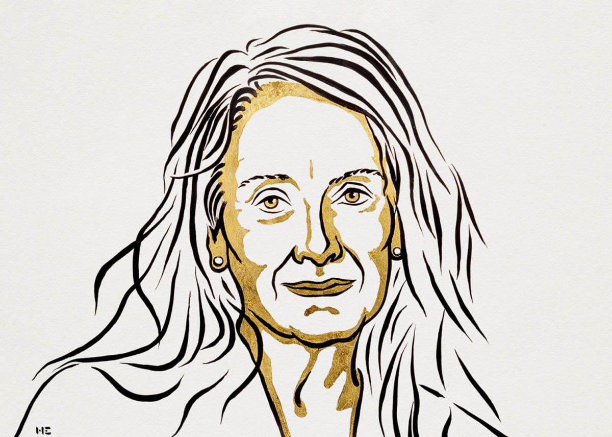 Нобелевскую премию по литературе получила французская писательница Анни Эрно. Иллюстрация Niklas Elmehed/@NobelPrize/Twitter