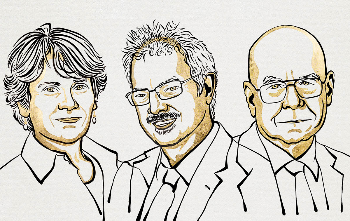Нобелевская премия по химии 2022 года: Каролин Бертоцци, Барри Шарплесс, Мортен Мелдал. Иллюстрация Niklas Elmehed/@NobelPrize/Twitter

