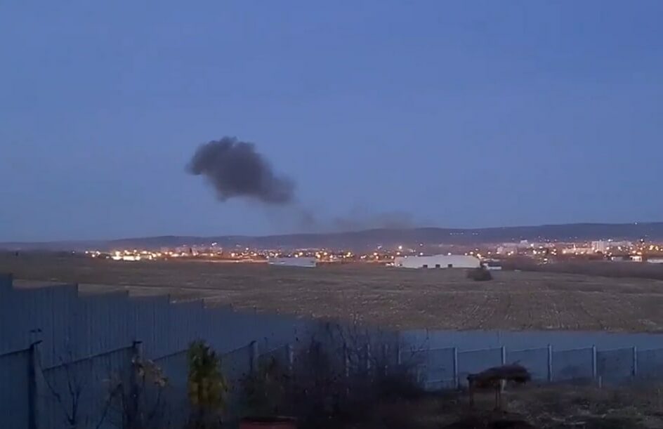 Место падения Су-30 в Иркутске. Скриншот видеозаписи из соцсетей