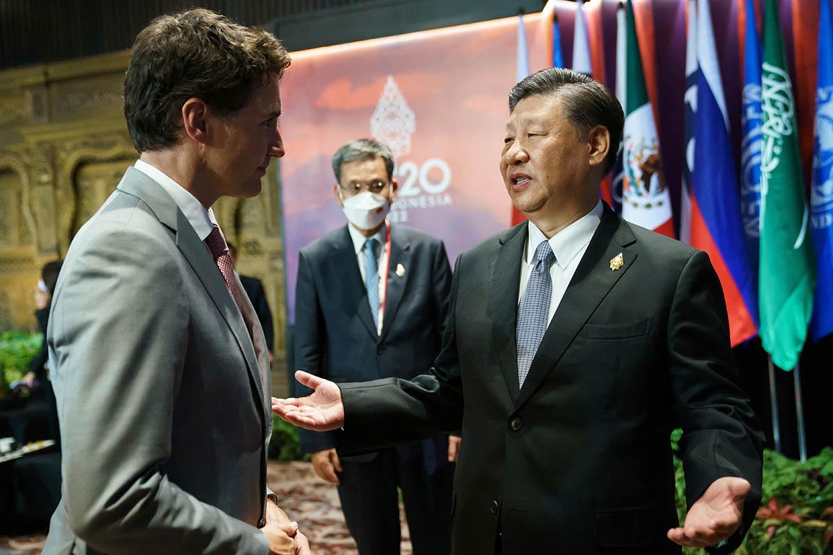Премьер-министр Канады Джастин Трюдо с президентом Китая Си Цзиньпином на саммите лидеров G20, Индонезия. Фото Adam Scotti/REUTERS/Scanpix/LETA