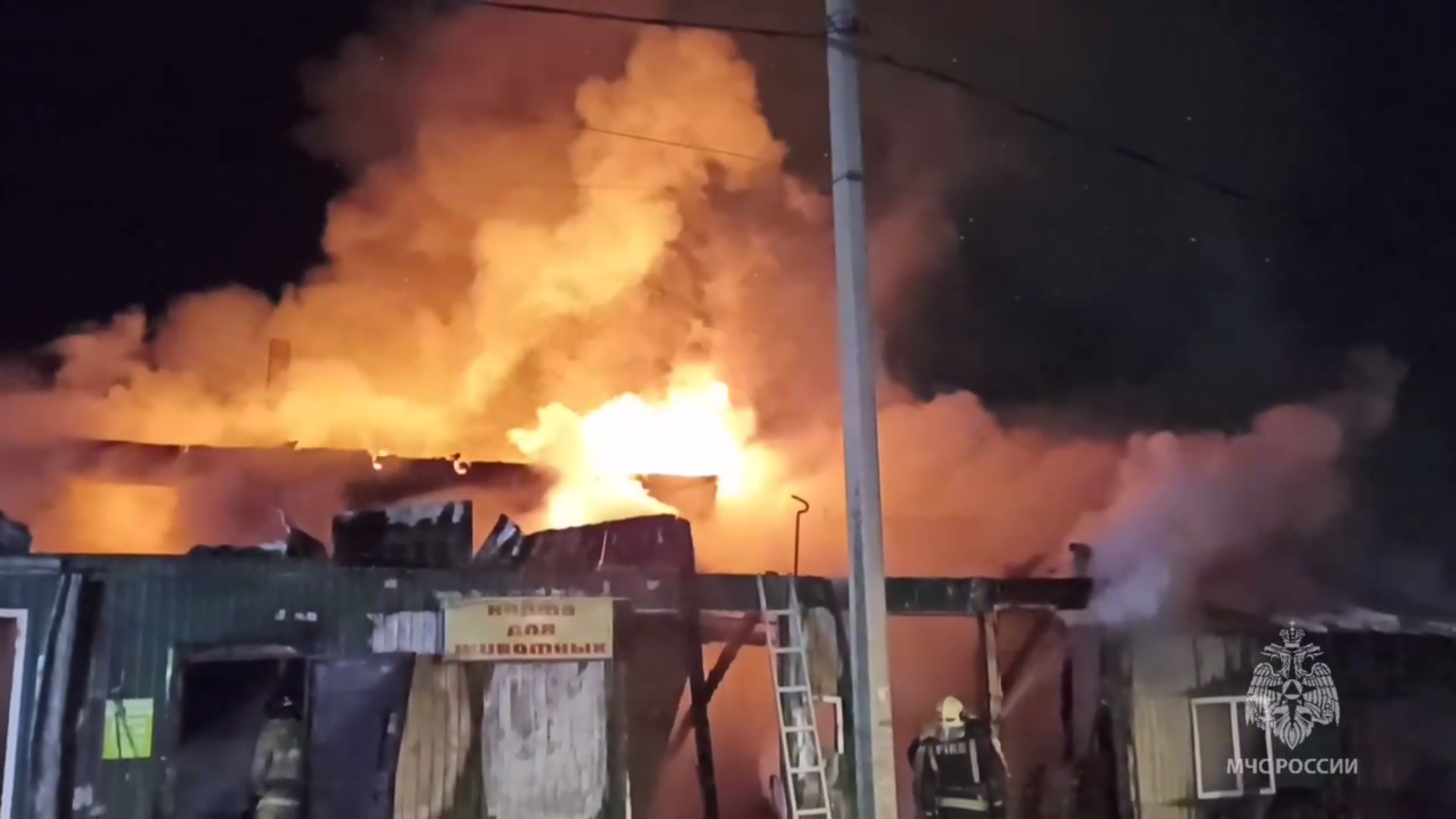 Пожар в доме престарелых в Кемерове. Скриншот из видео МЧС России