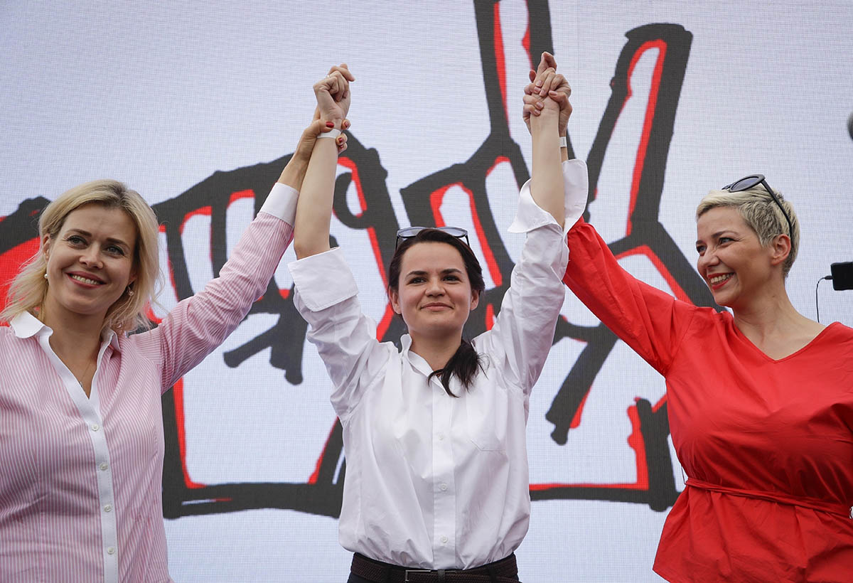 Вероника Цепкало, Светлана Тихановская и Мария Колесникова, 19 июля 2020 года. Фото Sergei Grits/AP/Scanpix/Leta