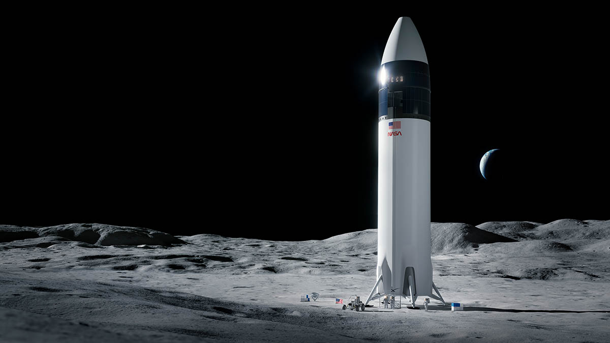 Дизайн посадочного модуля SpaceX Starship, который доставит первых астронавтов НАСА на поверхность Луны в рамках программы Artemis. Фото SpaceX/NASA/AP/Scanpix/Leta