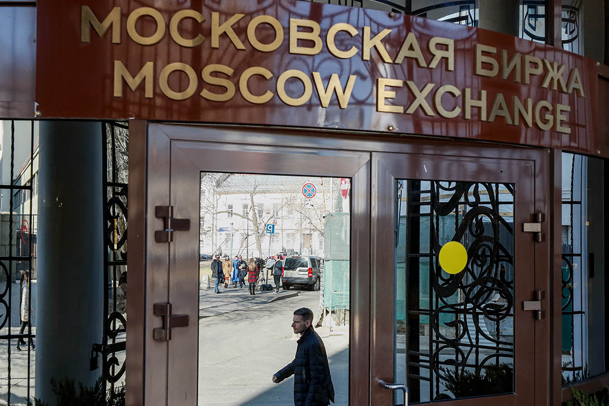 Московская биржа. Фото YURI KOCHETKOV/EPA/Scanpix/LETA