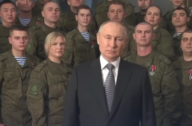 Новогоднее обращение Владимира Путина в 2023 году. Кадр трансляции