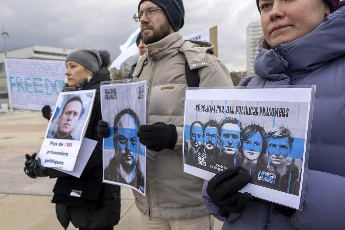 Акция протеста против правительства России в Женеве, Швейцария. Фото MARTIAL TREZZINI/EPA/Scanpix/LETA