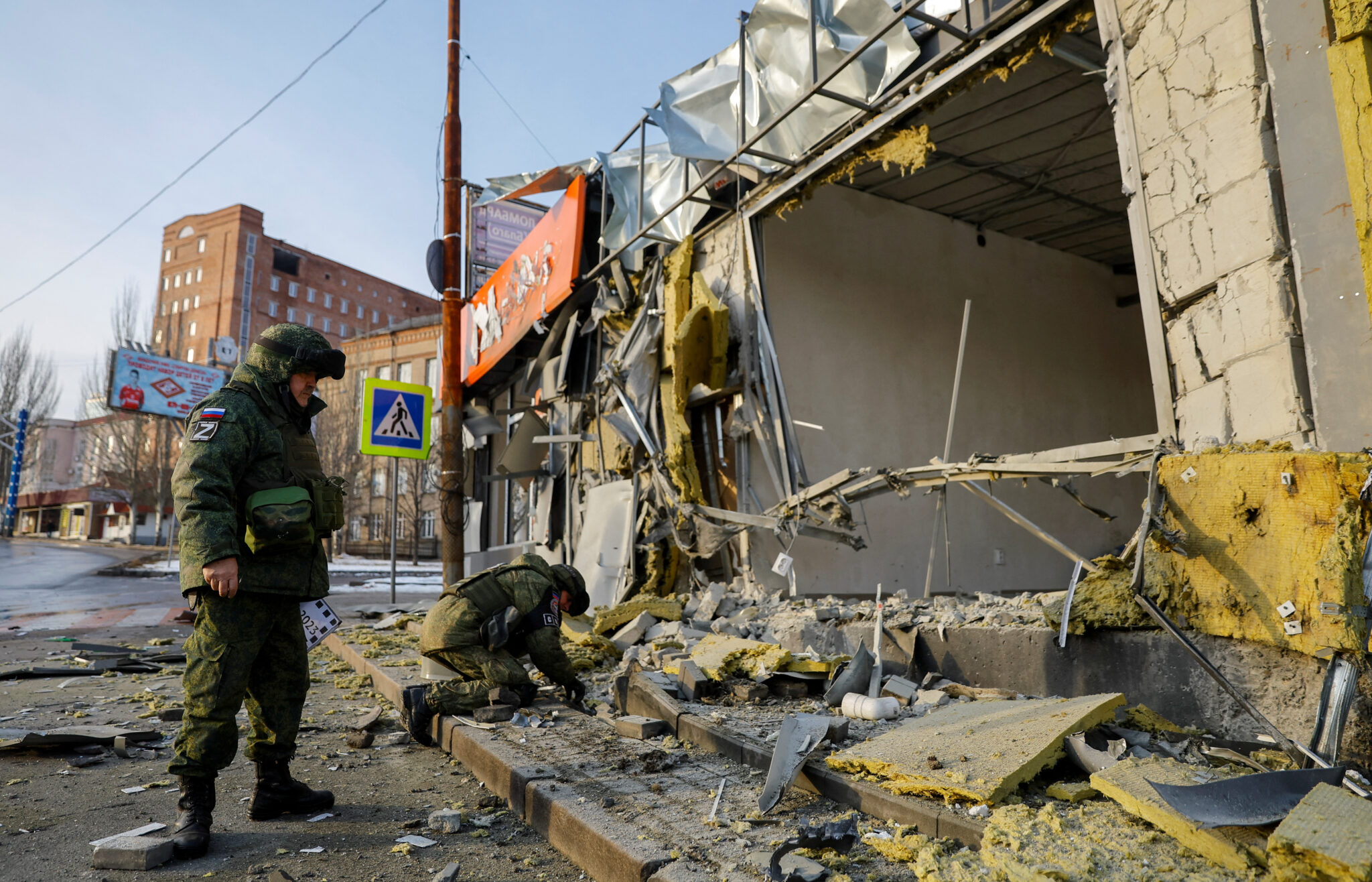 Последствия обстрела Донецка 19 февраля 2023 года. Фото Reuters/Scanpix/LETA