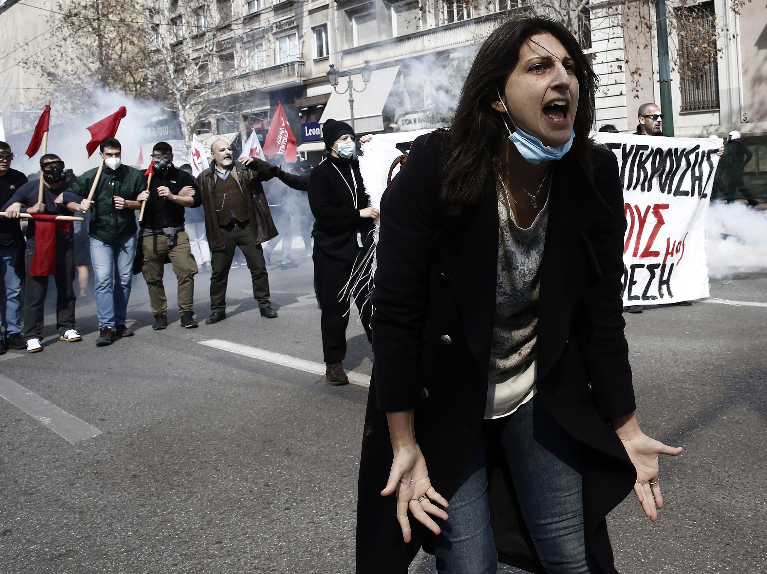 Акция протеста в Афинах в связи со смертельным крушением поезда в центральной Греции / Scanpix / LETA.
