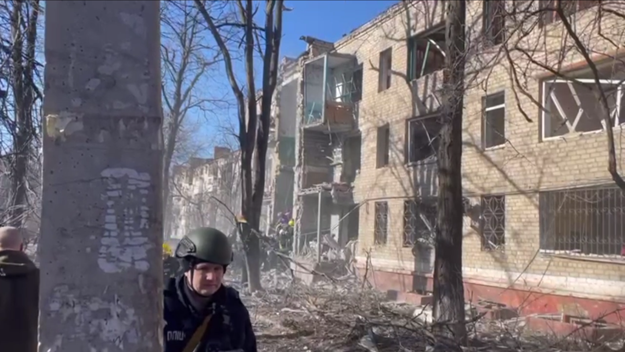 Удар по Краматорску 14 марта 2023 года. Скриншот видео президента Зеленского