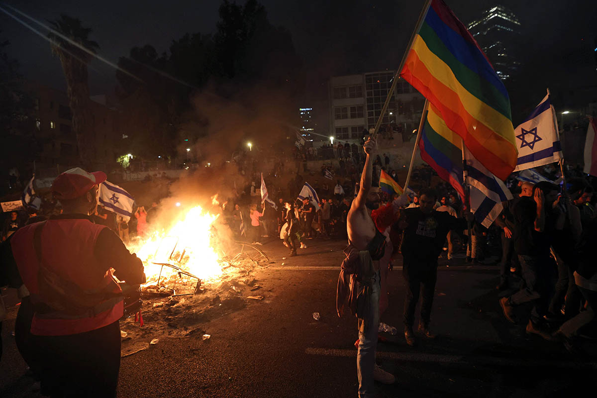 Антиправительственная акция протеста, 27 марта 2023 года. Тель-Авив, Израиль. Фото AHMAD GHARABLI/AFP/Scanpix/LETA