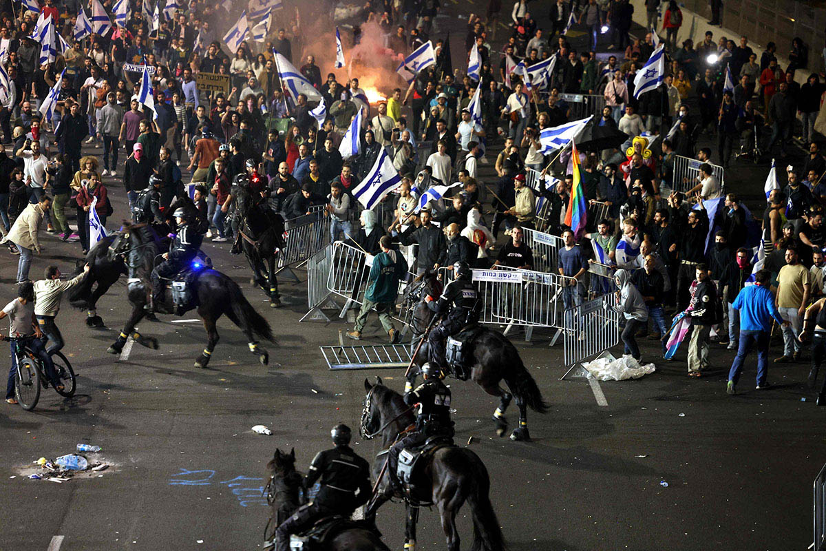 Антиправительственная акция протеста, 27 марта 2023 года. Тель-Авив, Израиль. Фото AHMAD GHARABLI/AFP/Scanpix/LETA