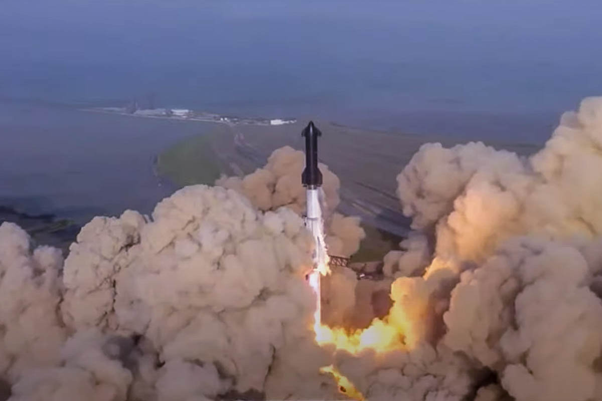 Запуск ракеты Starship 20 апреля 2023 года. Скриншот из YouTube-канала SpaceX.