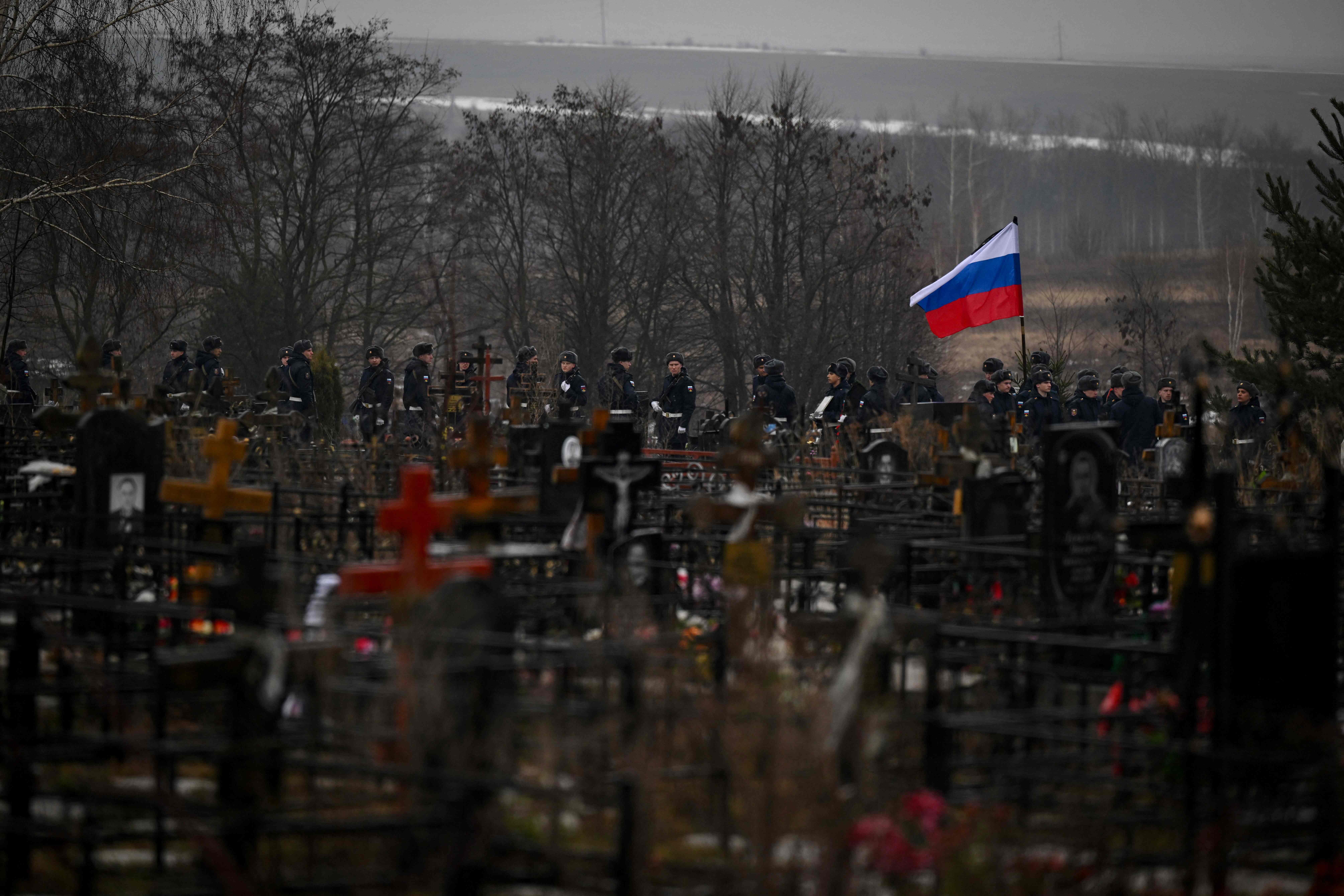 Похороны российского солдата в Туле. Фото  Natalia KOLESNIKOVA / AFP