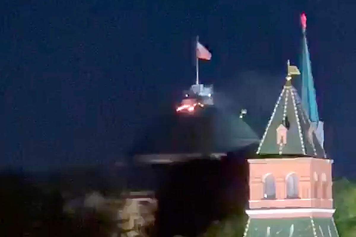 Удар беспилотника по Кремлю. Скриншот видео Поздняков/Telegram