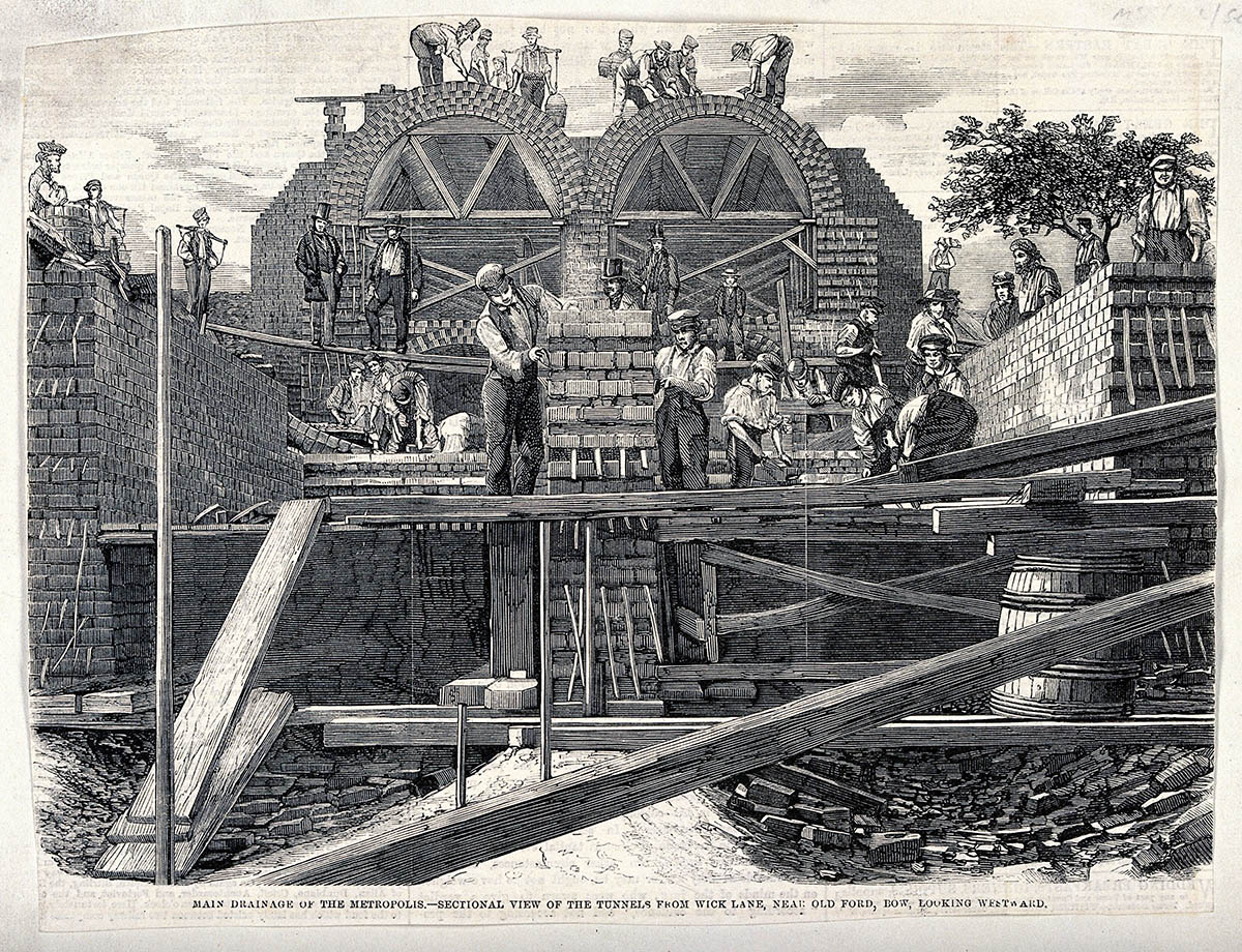 Строительство больших канализационных туннелей, 1859 год. Thompson, F./Wellcome Collection gallery/Wikipedia