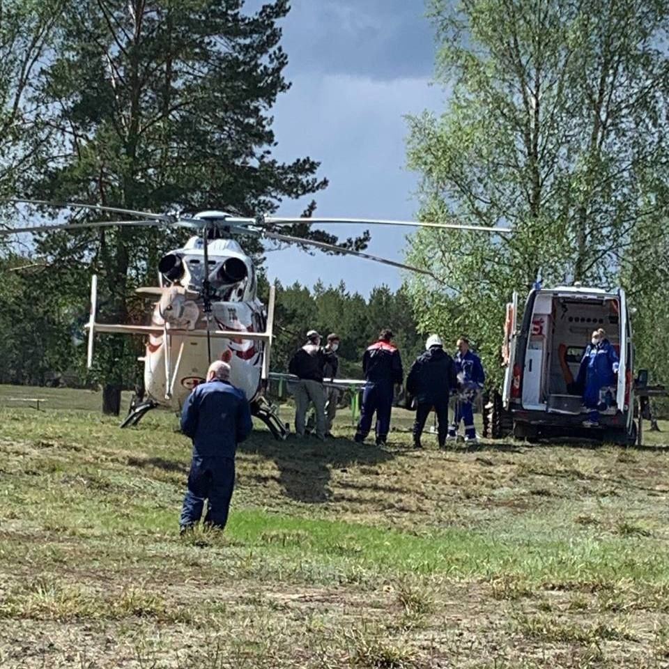 Прибывший на место взрыва Прилепина спасательный вертолет. Фото очевидцев