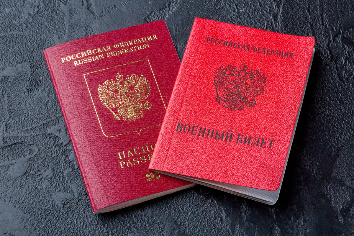 Российский загранпаспорт и военный билет. Фото nantonov/Istockphoto