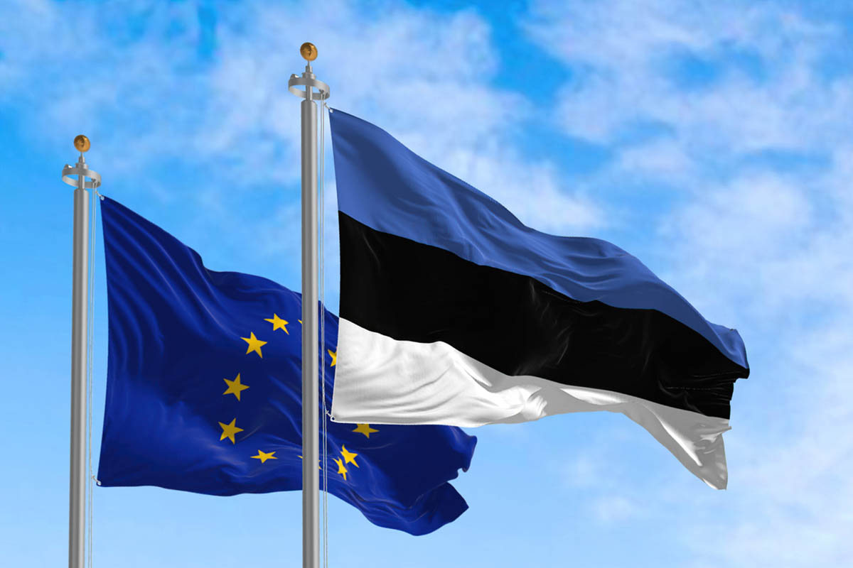 Флаги Эстонии и Европейского Союза. Фото rarrarorro по лицензии Istockphoto