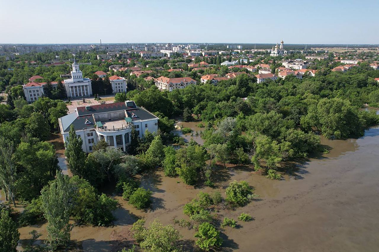 Затопленная Каховская ГЭС в Херсонской области. Фото российской администрации Новокаховского городского округа