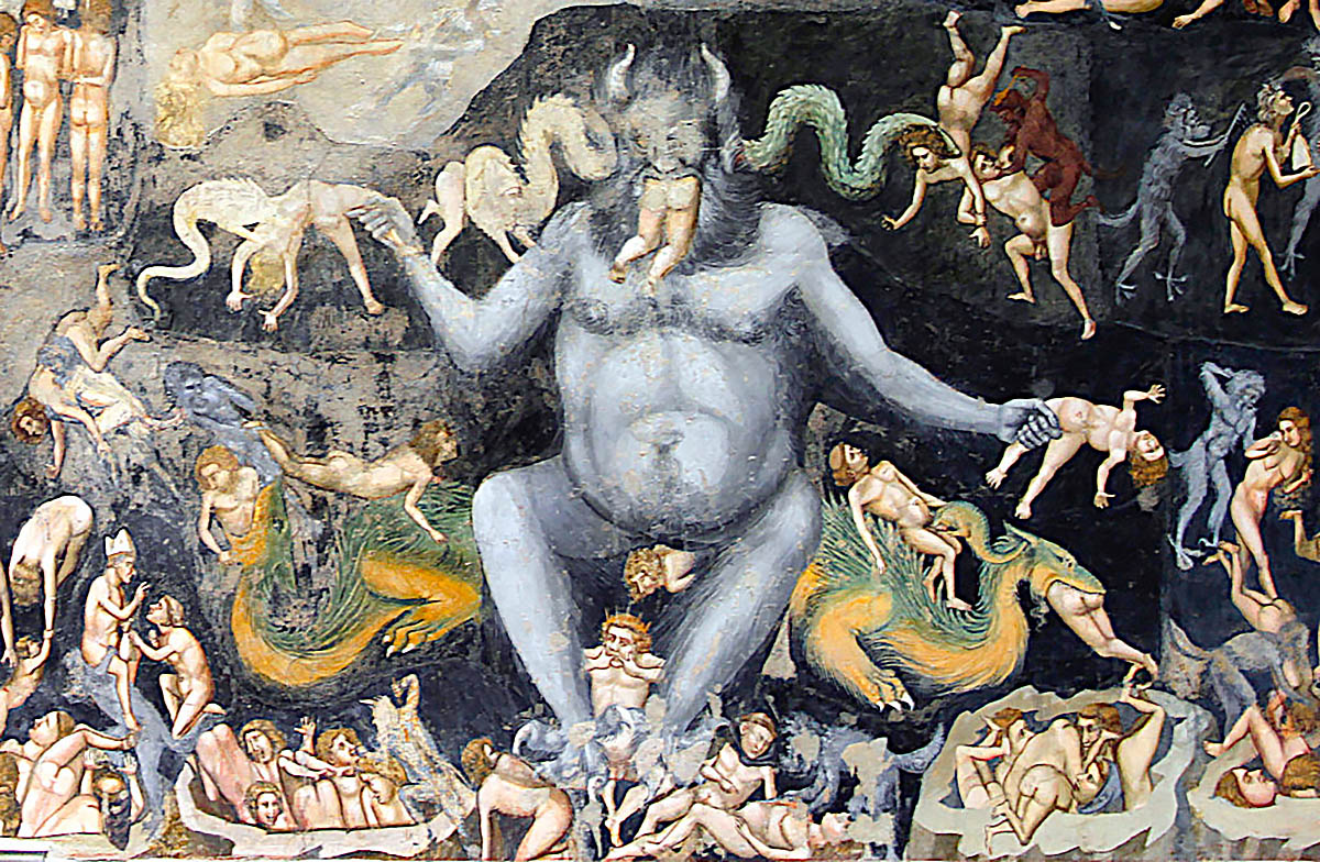 Фрагмент изображения ада Джотто ди Бондоне. Cappella degli Scrovegni (Arena Chapel), Padua