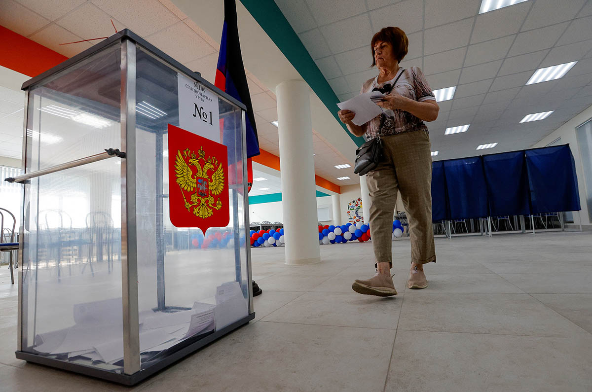 Избирательный участок в Донецке, 8 сентября 2023 года. Фото Alexander Ermochenko/REUTERS/Scanpix/Leta