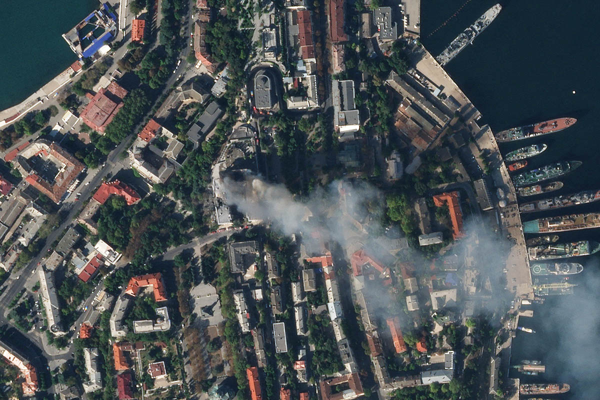 Вид с воздуха на город Севастополь после ракетного удара по штабу Черноморского флота, 22 сентября 2023 года. Фото AFP PHOTO/PLANET LABS PBC/Scanpix/Leta