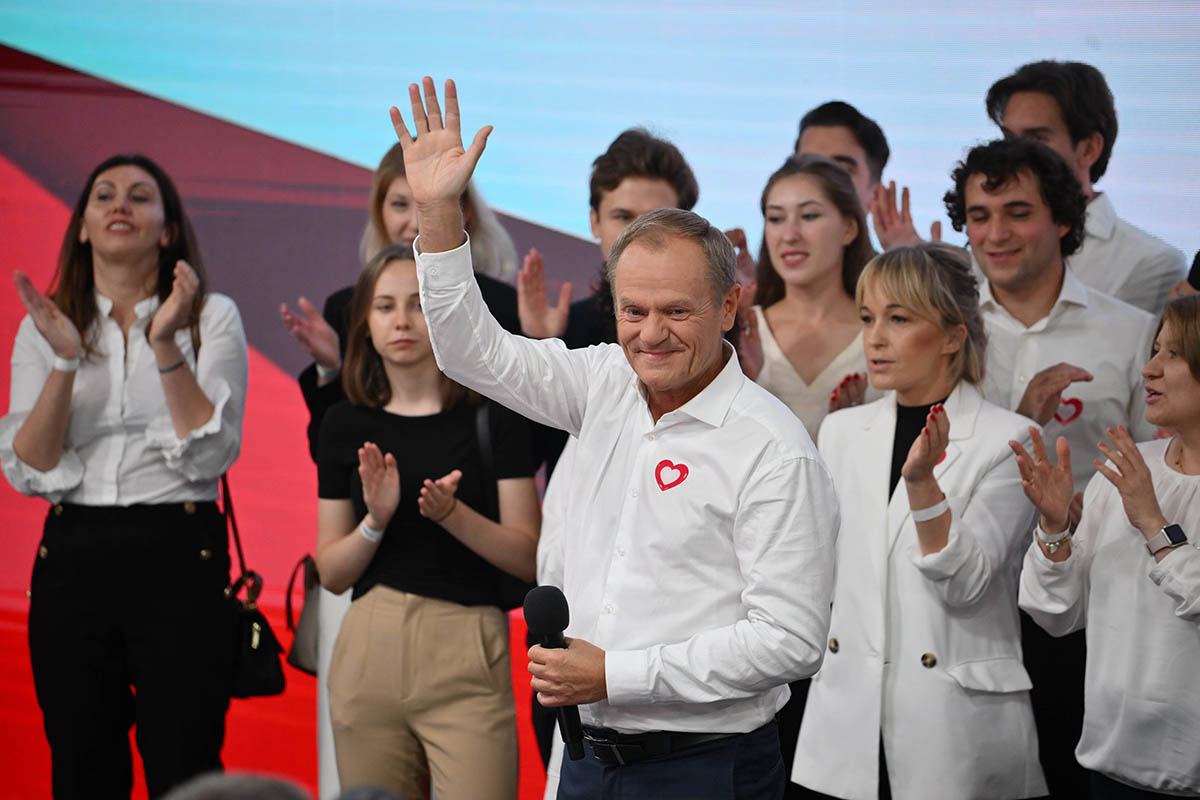 Лидер «Гражданской платформы» Дональд Туск, 15 октября 2023 года. Фото BURZYKOWSKI DAMIAN/NEWSPIX.PL/Scanpix/LETA