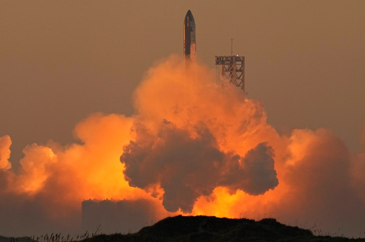 Запуск сверхтяжёлой ракеты Starship. Фото: X/SpaceX