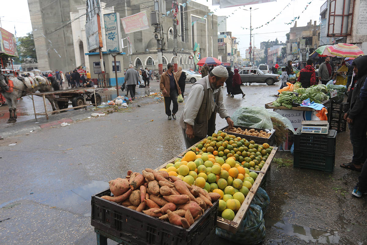 Овощной прилавок в Рафахе, сектор Газа, 15 ноября 2023 года. Фото Hatem Ali/AP Photo/Scanpix/LETA 