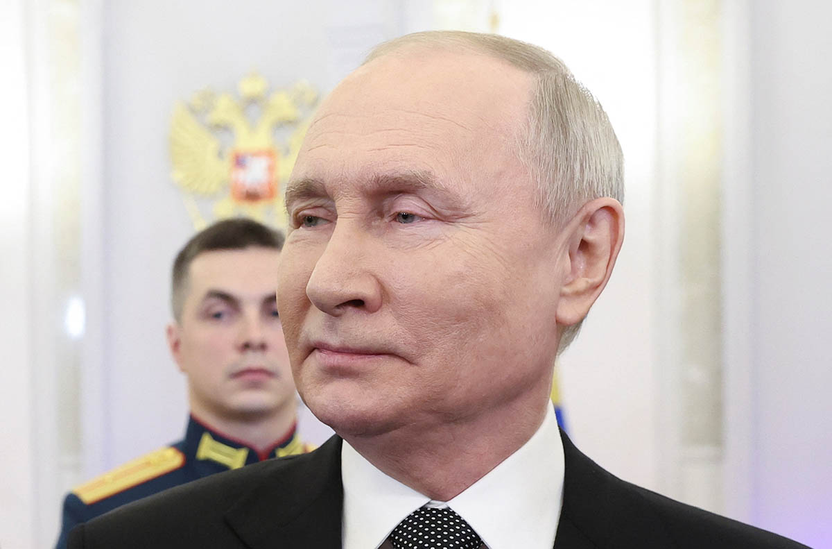 Владимир Путин на церемонии вручения медалей "Золотая Звезда" военнослужащим, 8 декабря 2023 года. Фото Valeriy Sharifulin/Sputnik/REUTERS/Scanpix/LETA