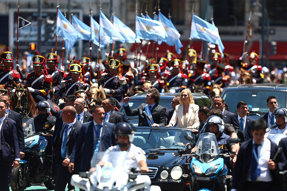 Президент Аргентины Хавьер Милей во время инаугурации в Буэнос-Айресе, Аргентина, 10 декабря 2023 года. Фото Matias Baglietto/REUTERSScanpix/LETA