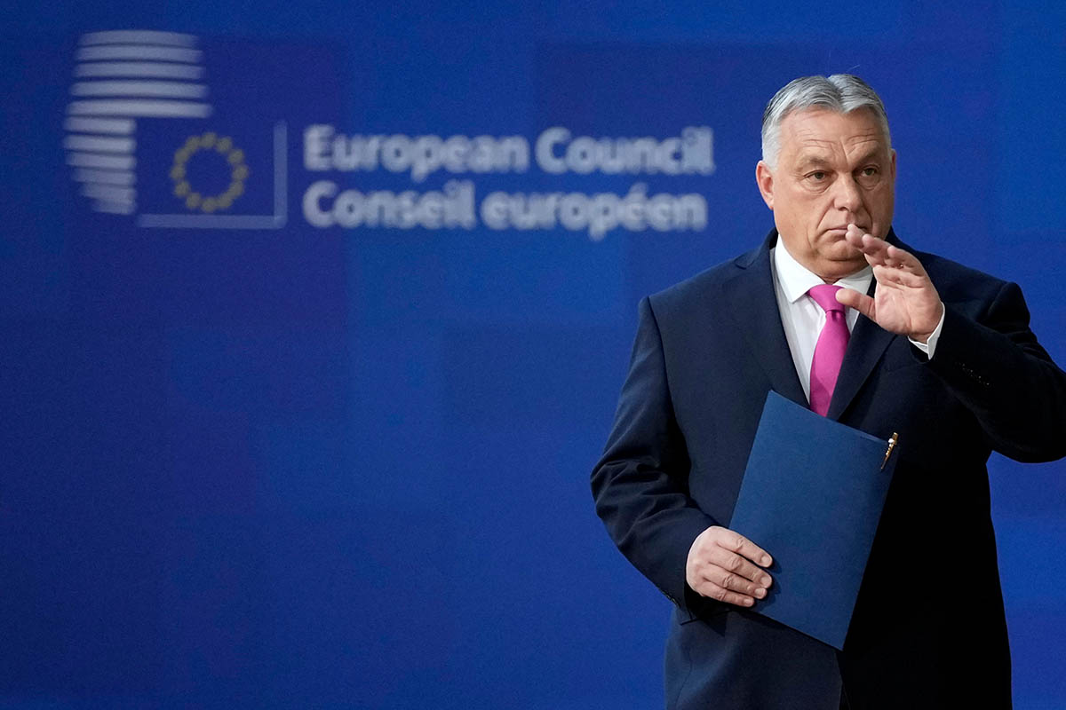 Премьер-министр Венгрии Виктор Орбан на саммите ЕС, 14 декабря 2023 года. Фото Virginia Mayo/AP Photo/Scanpix/LETA