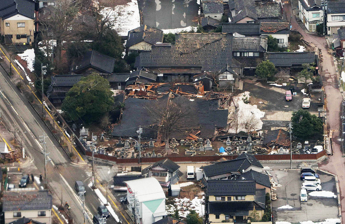 Ущерб от сильного землетрясения в Сузу, центральная Япония, 2 января 2024 года. Фото JIJI PRESS JAPAN/EPA/Scanpix/LETA